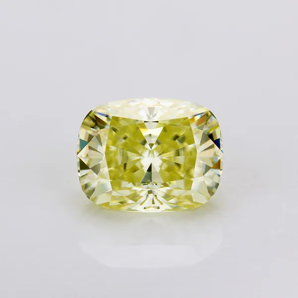 Yellow Color Cushion Shape Crushied Ice Cut Moissanite