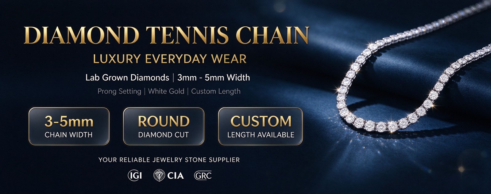 Lab grown diamond tennis chain
